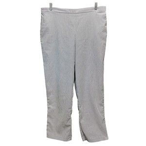 Alfred Dunner Woman's Gray & White Striped Pants W/Pockets Pull On Style Size 18